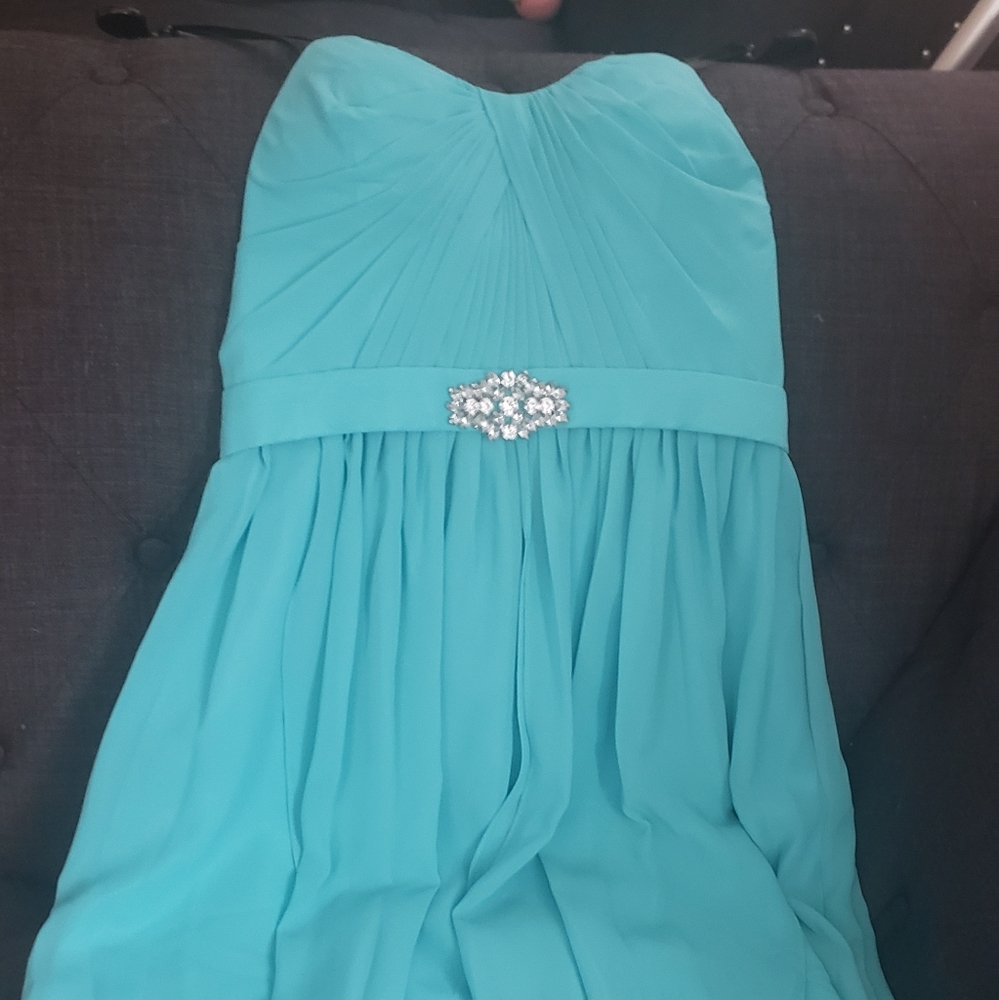 Teal short evening dress